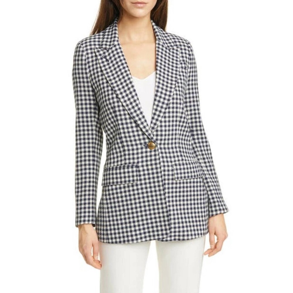 Smythe Navy and White Checkered Blazer w Gold Buttons x size US2 / S